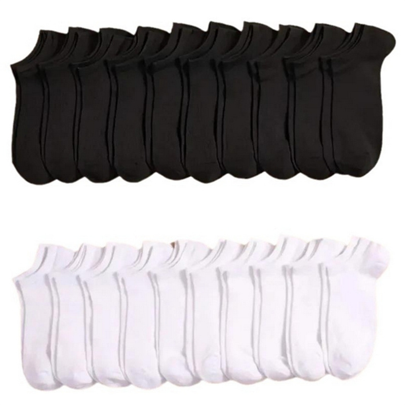 Ankle Sock Low Cut - 10/20/50/100 คู่ถุงเท้าสีขาวสําหรับผู้หญิงผู้ชายลื่น No-show ถุงเท้าข้อเท้า Casual Breathable