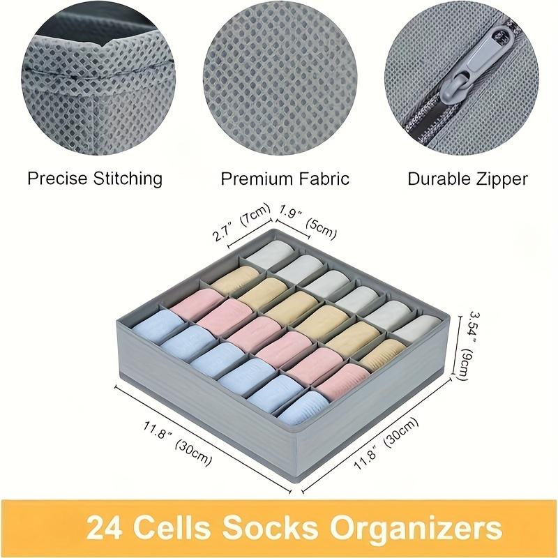 กล่องจัดเก็บแบบพับได้ 24 ช่อง, - Sock Organizer Tray บทวิจารณ์และราคา