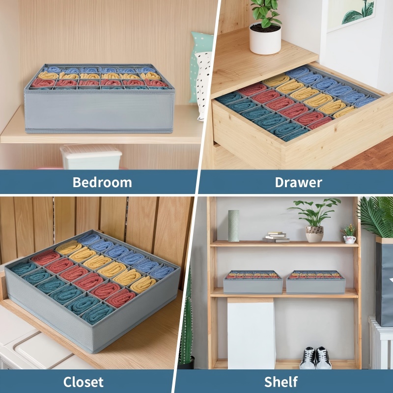 กล่องจัดเก็บแบบพับได้ 24 ช่อง, - Sock Organizer Tray บทวิจารณ์และราคา