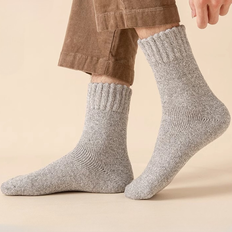 ถุงเท้าผ้าฝ้ายสีพื้นลายเรียบ 5 - Thermal Sock Winter บทวิจารณ์และราคา