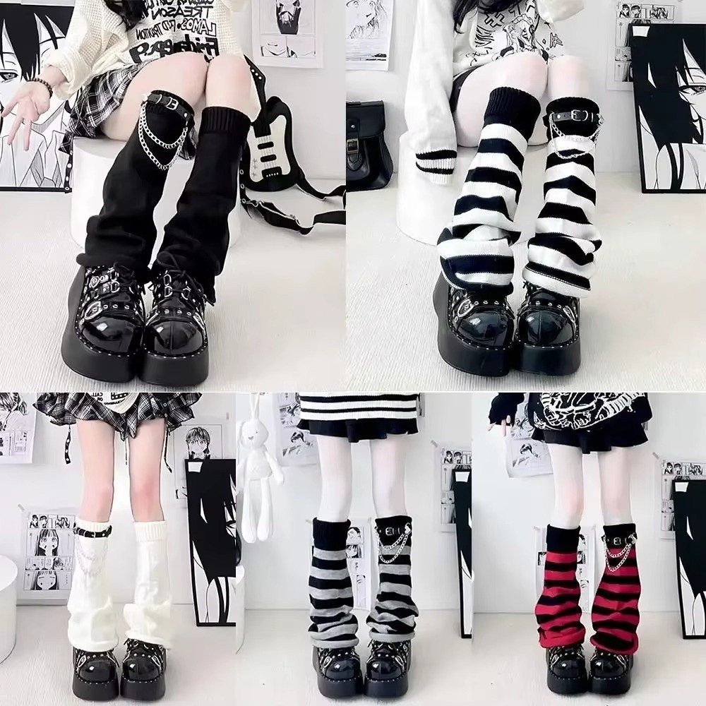 ถุงเท้าบูทถักลายทางสไตล์กอธิคฮ - Boot Sock Slouchy บทวิจารณ์และราคา